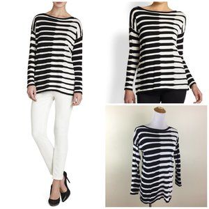 BCBGMAXAZRIA Dolman Sleeve Black White DILANA All Over Striped Pullover Sweater